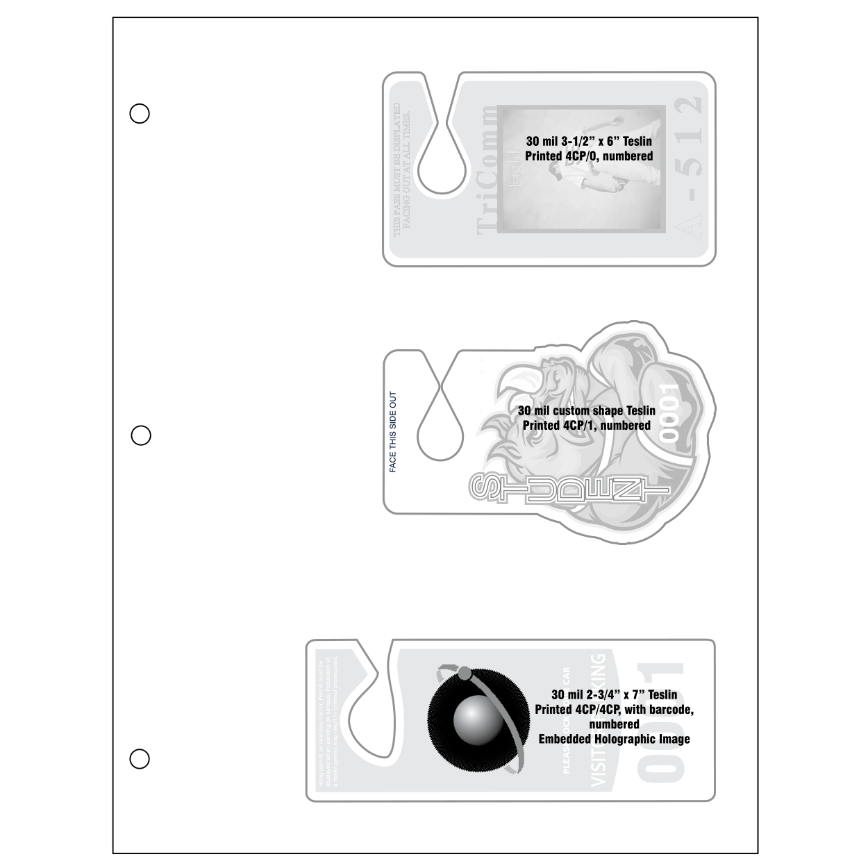 Specification Sheet Hangtags