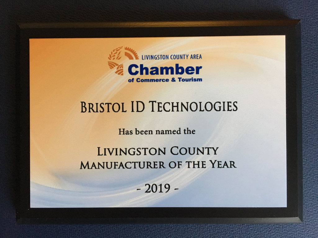 Bristol ID Technologies Wins Manufacturer of the Year in Livingston County 1 Manufacturer of the Year 2019 BID